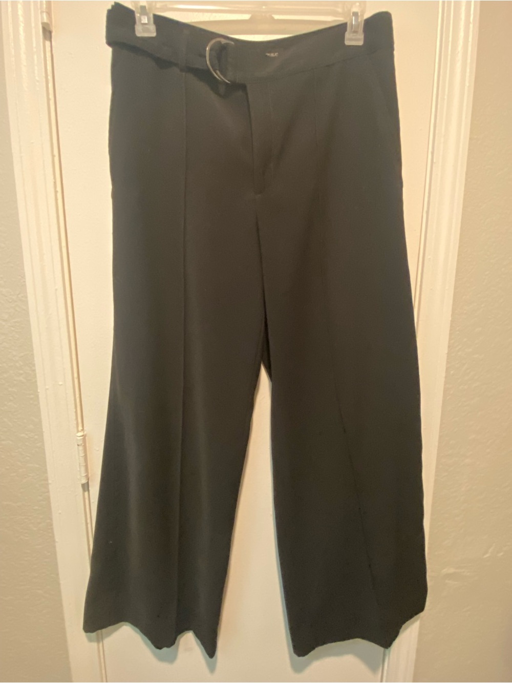 Banana Republic Black Wide-Leg Dress Pants with D-Ring Belt